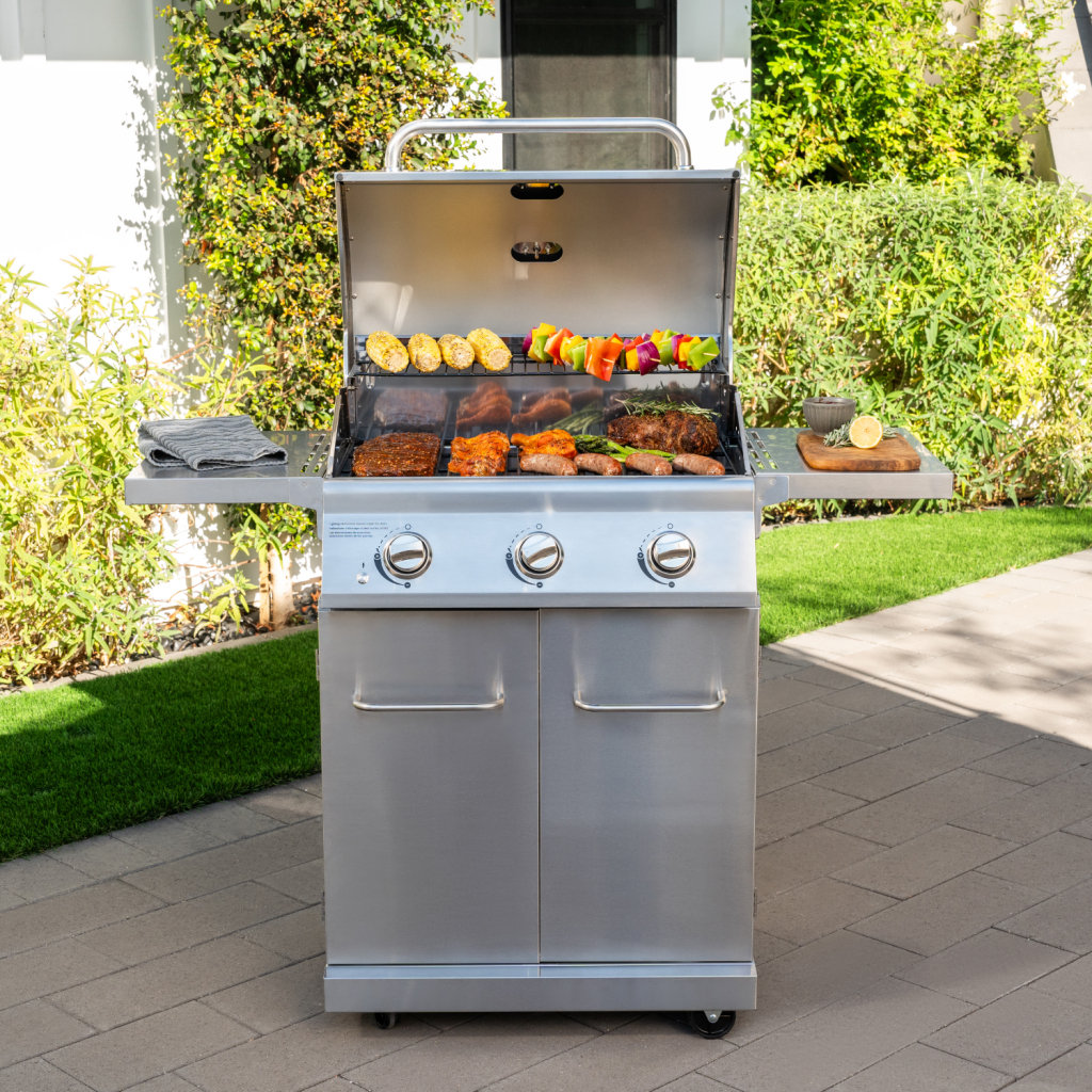 Nexgrill Stainless Steel 3-Burner Propane Gas Grill with Foldable